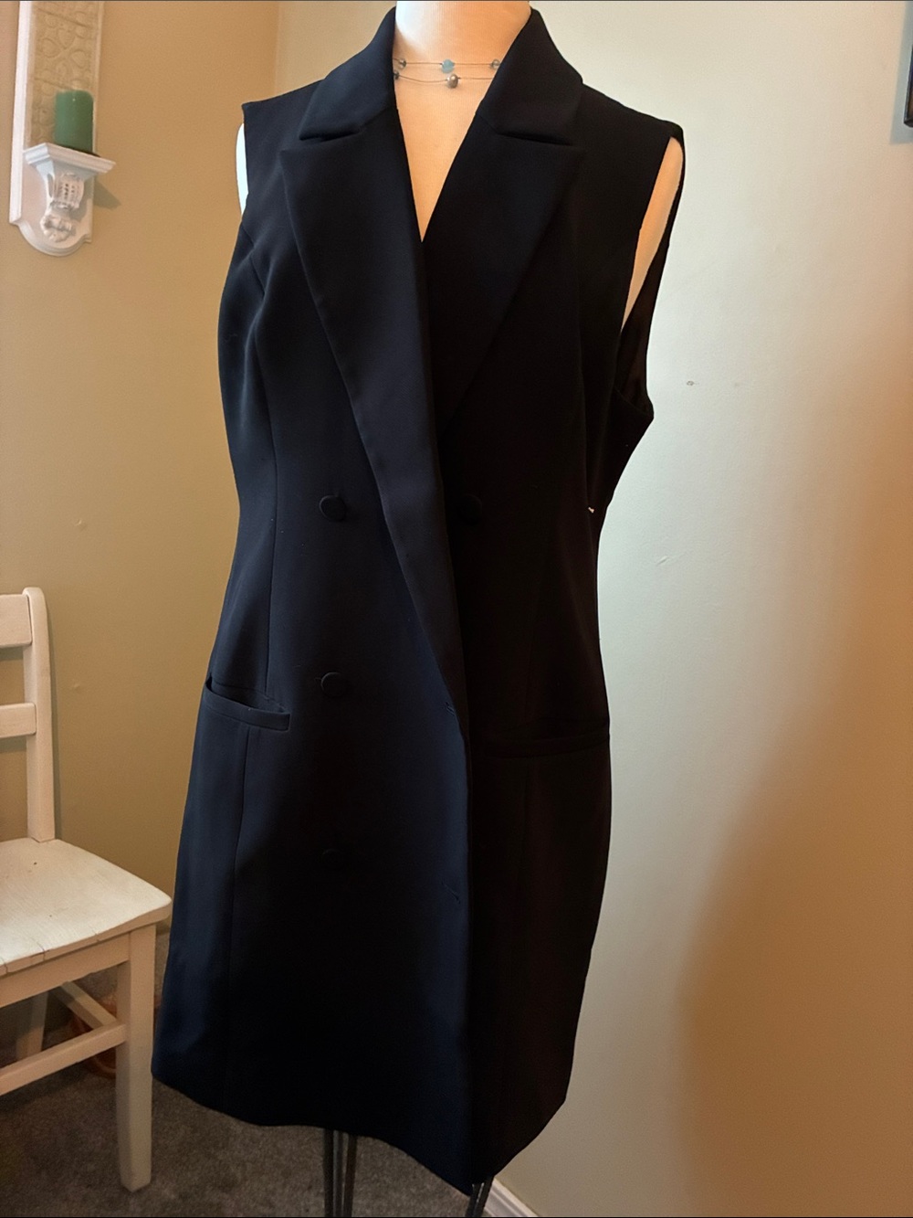 Good American Black Sleeveless Double-Breasted Vest